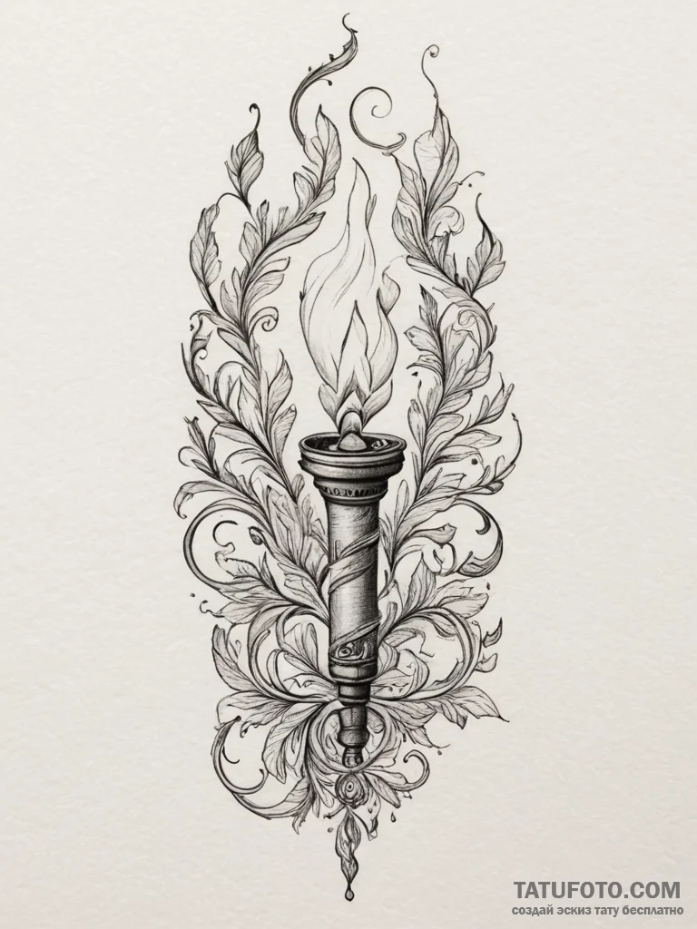 Torch, tattoo sketch design, rough sketchy li... - эскиз тату (№1754972483_0, 12.08.2025 04:21) — Tatufoto.com
