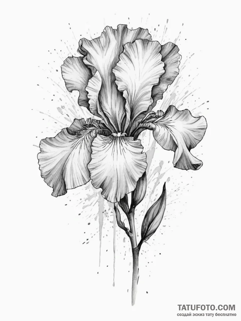Iris, artistic tattoo sketch, on a clean whit... - эскиз тату (№1754974685_0, 12.08.2025 04:58) — Tatufoto.com