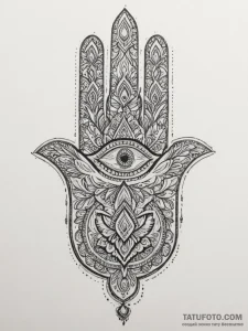 Tattoo design a hamsa hand with an added masc... - эскиз тату (№1754974885_0, 12.08.2025 05:01) — Tatufoto.com