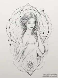 Tattoo design a virgo constellation, with sta... - эскиз тату (№1754975083_0, 12.08.2025 05:04) — Tatufoto.com