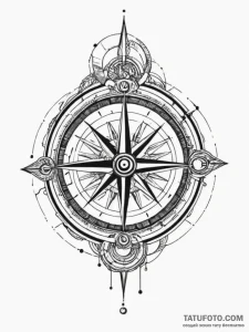Tattoo sketch a minimalist compass with a hid... - эскиз тату (№1754975289_0, 12.08.2025 05:08) — Tatufoto.com
