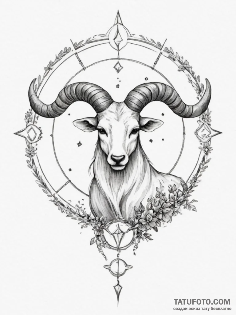 Tattoo design a zodiac symbol with a subtle g... - эскиз тату (№1754975492_0, 12.08.2025 05:11) — Tatufoto.com