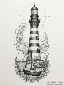 Tattoo sketch a lighthouse beam connecting tw... - эскиз тату (№1754975885_0, 12.08.2025 05:18) — Tatufoto.com
