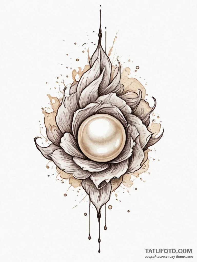 Tattoo sketch a single, elegant pearl., artis... - эскиз тату (№1754976093_0, 12.08.2025 05:21) — Tatufoto.com