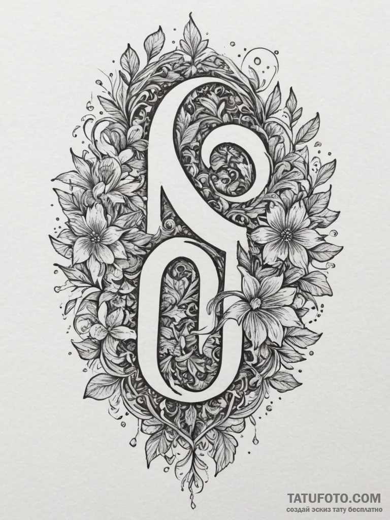Tattoo sketch a word with subtle floral accen... - эскиз тату (№1754976889_0, 12.08.2025 05:34) — Tatufoto.com