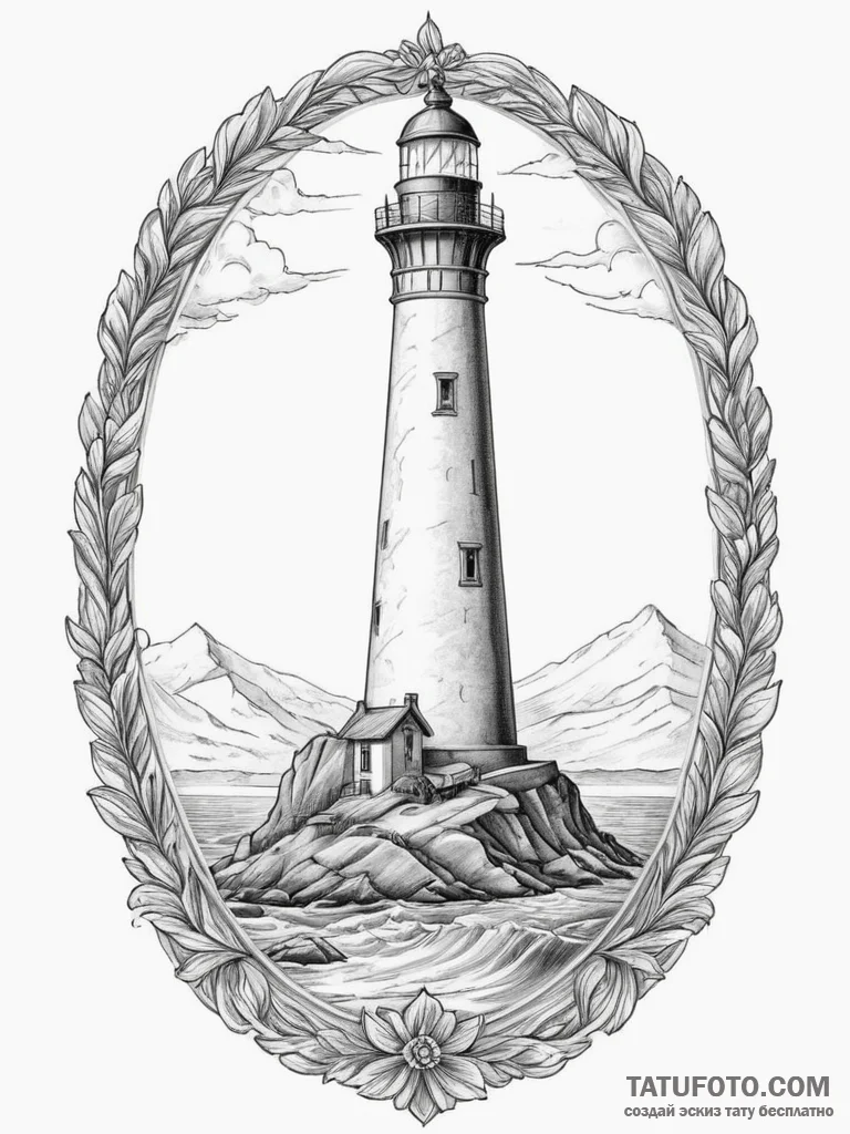 Tattoo sketch a lighthouse, solitary but stro... - эскиз тату (№1754978109_0, 12.08.2025 05:55) — Tatufoto.com