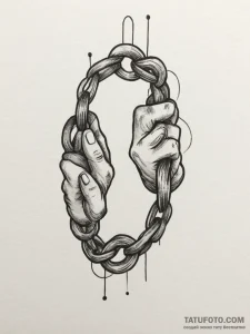 Tattoo sketch two halves of a connected chain... - эскиз тату (№1754978713_0, 12.08.2025 06:05) — Tatufoto.com