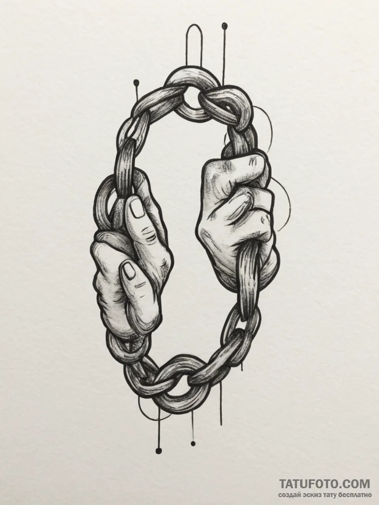 Tattoo sketch two halves of a connected chain... - эскиз тату (№1754978713_0, 12.08.2025 06:05) — Tatufoto.com