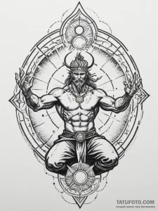 Tattoo sketch: svarog depicted as a celestial... - эскиз тату (№1754979310_0, 12.08.2025 06:15) — Tatufoto.com