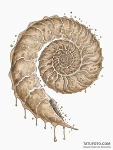 Ammonite fossil, tattoo drawing outline, on a... - эскиз тату (№1754980113_0, 12.08.2025 06:28) — Tatufoto.com