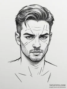 Tattoo design a "game face" portrait of an in... - эскиз тату (№1754980516_0, 12.08.2025 06:35) — Tatufoto.com