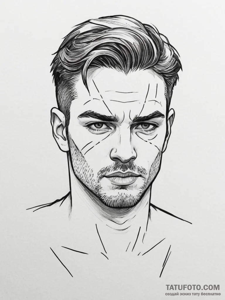 Tattoo design a "game face" portrait of an in... - эскиз тату (№1754980516_0, 12.08.2025 06:35) — Tatufoto.com
