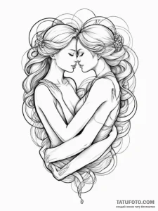 Tattoo design an abstract "embrace" in linewo... - эскиз тату (№1754981889_0, 12.08.2025 06:58) — Tatufoto.com