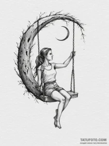 Tattoo design a silhouette of a girl on a swi... - эскиз тату (№1754982085_0, 12.08.2025 07:01) — Tatufoto.com
