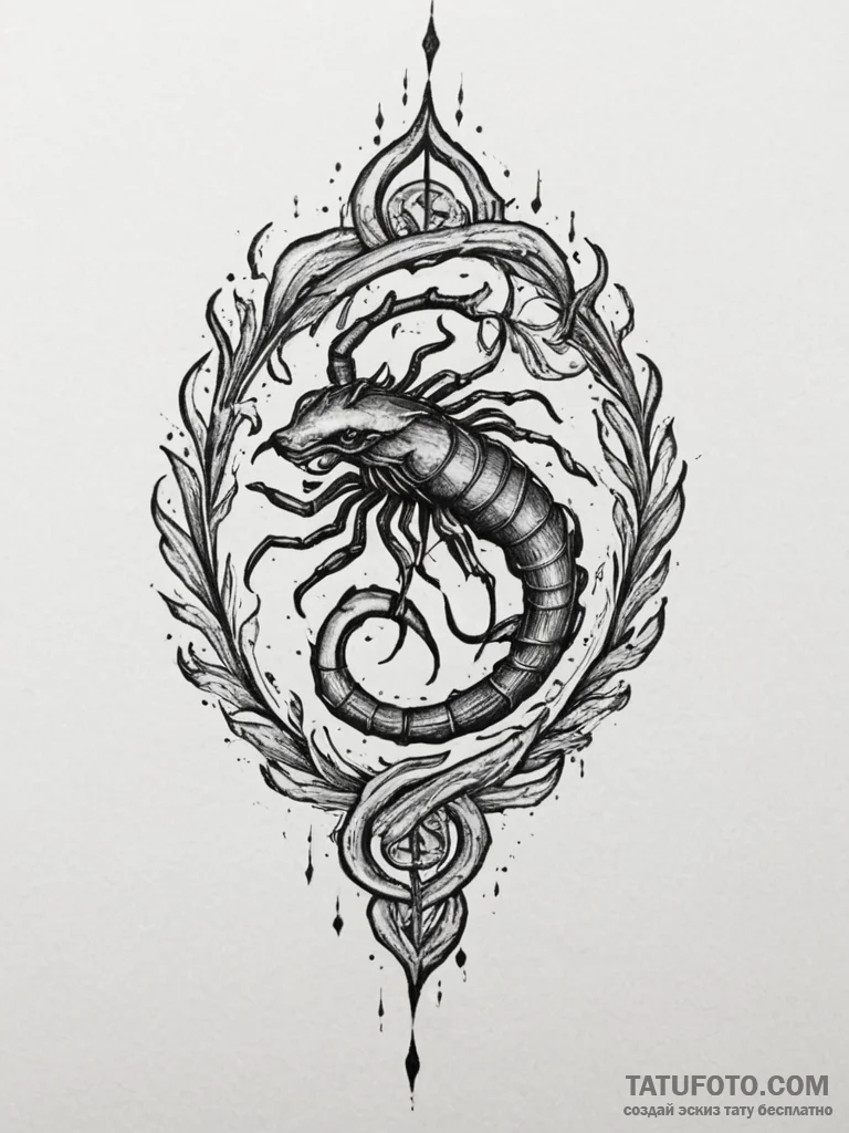 Tattoo design a scorpio symbol composed of da... - эскиз тату (№1754982282_0, 12.08.2025 07:04) — Tatufoto.com