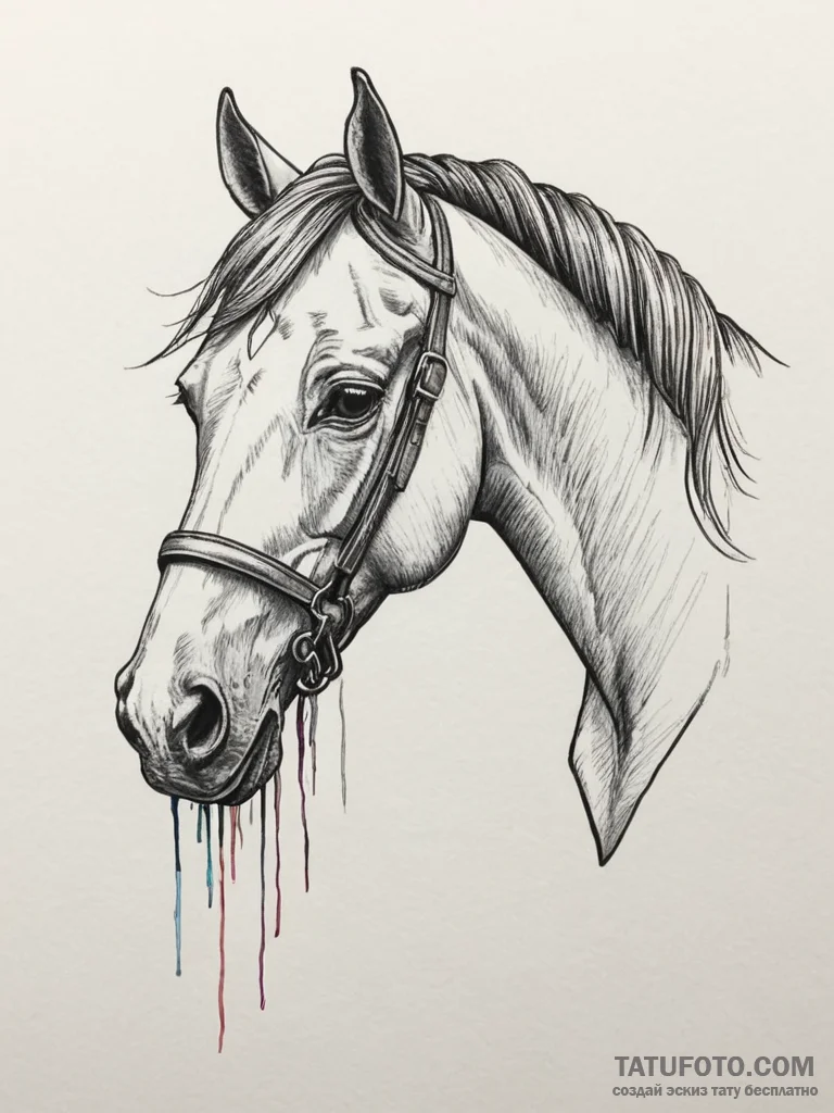 A person grooming a horse., tattoo line art,... - эскиз тату (№1754982675_0, 12.08.2025 07:11) — Tatufoto.com