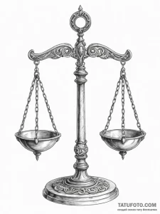 Tattoo sketch libra's scales, appearing as an... - эскиз тату (№1754983654_0, 12.08.2025 07:27) — Tatufoto.com