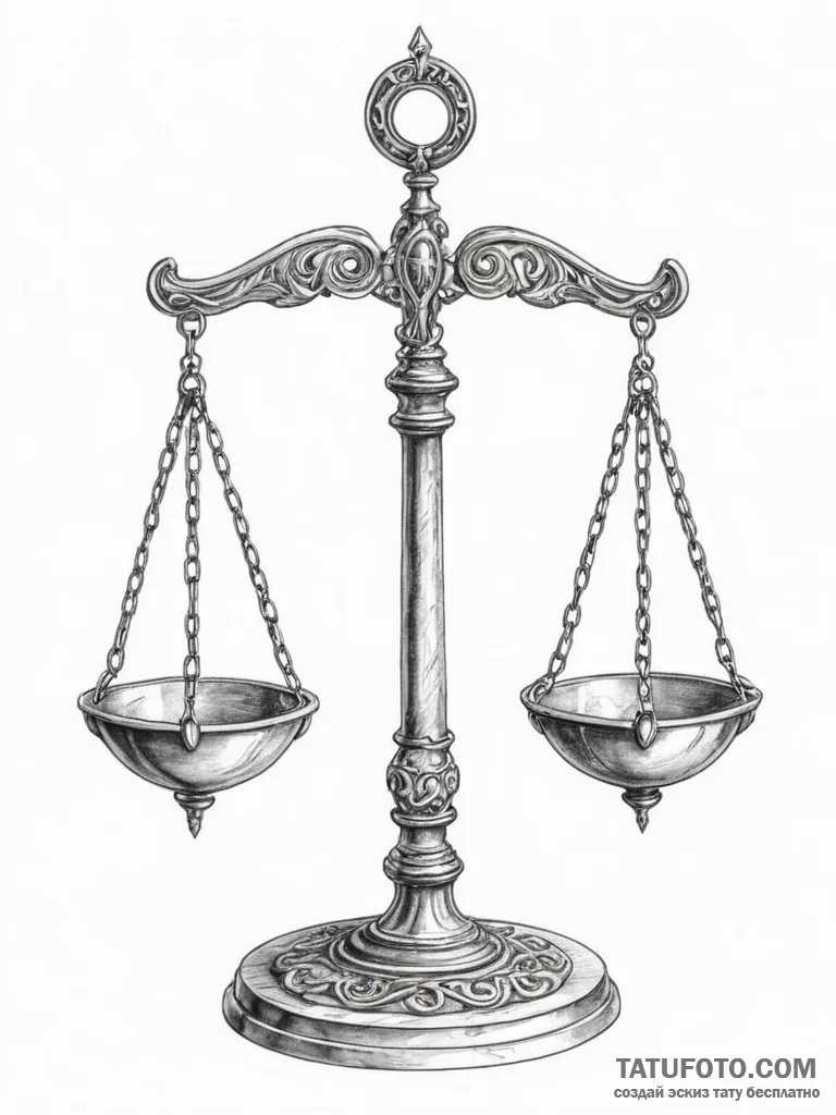 Tattoo sketch libra's scales, appearing as an... - эскиз тату (№1754983654_0, 12.08.2025 07:27) — Tatufoto.com