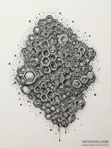 Honeycomb, artistic tattoo sketch, on a clean... - эскиз тату (№1754984045_0, 12.08.2025 07:34) — Tatufoto.com