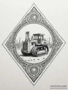 A bulldozer at a construction site., concept... - эскиз тату (№1754984634_0, 12.08.2025 07:43) — Tatufoto.com