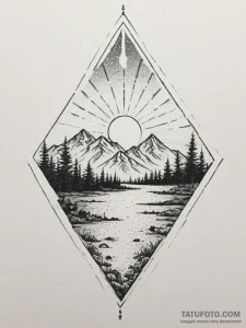 Tattoo sketch a sunrise and sunset over a sha... - эскиз тату (№1754985226_0, 12.08.2025 07:53) — Tatufoto.com