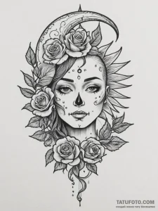 Tattoo sketch a minimalist sun or moon., tatt... - эскиз тату (№1754985422_0, 12.08.2025 07:57) — Tatufoto.com