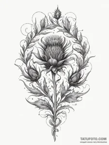 Thistle, concept art for tattoo, ornamental t... - эскиз тату (№1754986013_0, 12.08.2025 08:06) — Tatufoto.com