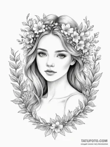 Tattoo sketch: lada, depicted as a beautiful... - эскиз тату (№1754986405_0, 12.08.2025 08:13) — Tatufoto.com