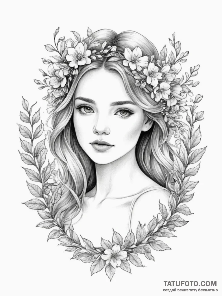 Tattoo sketch: lada, depicted as a beautiful... - эскиз тату (№1754986405_0, 12.08.2025 08:13) — Tatufoto.com