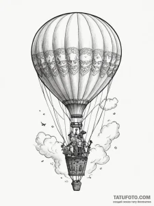 Tattoo sketch two halves of a hot air balloon... - эскиз тату (№1754987192_0, 12.08.2025 08:26) — Tatufoto.com