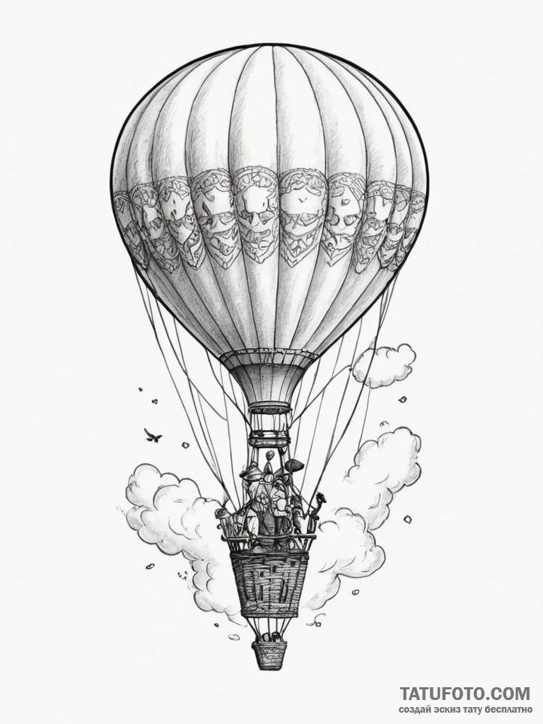 Tattoo sketch two halves of a hot air balloon... - эскиз тату (№1754987192_0, 12.08.2025 08:26) — Tatufoto.com