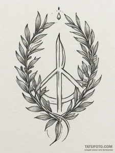 Tattoo design an olive branch, subtly intertw... - эскиз тату (№1754987584_0, 12.08.2025 08:33) — Tatufoto.com