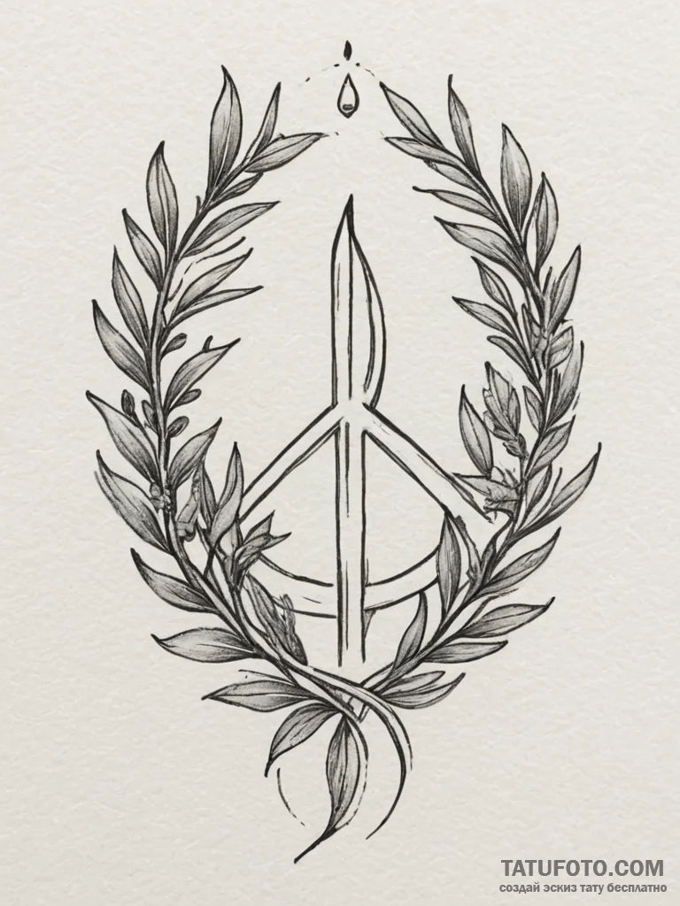 Tattoo design an olive branch, subtly intertw... - эскиз тату (№1754987584_0, 12.08.2025 08:33) — Tatufoto.com
