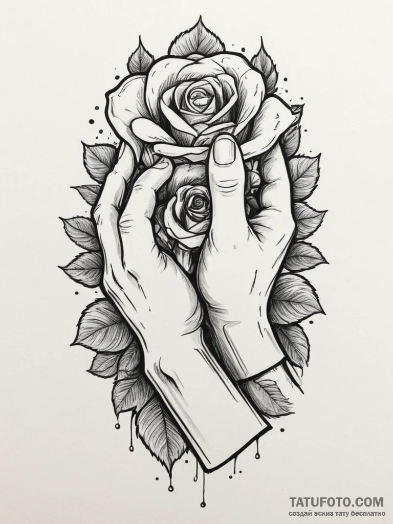 A person's hands covered in flour, kneading d... - эскиз тату (№1754988174_0, 12.08.2025 08:42) — Tatufoto.com