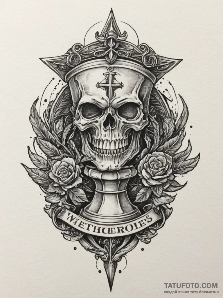 Tattoo design a stylized trophy cup with a un... - эскиз тату (№1754988569_0, 12.08.2025 08:49) — Tatufoto.com