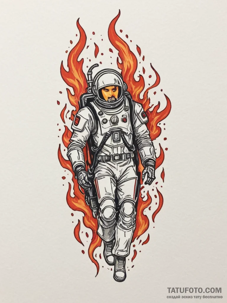 Tattoo design a stylized jetpack with flames... - эскиз тату (№1754988965_0, 12.08.2025 08:56) — Tatufoto.com