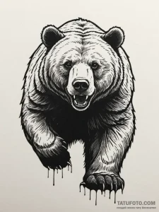 Tattoo sketch a detailed grizzly bear in a po... - эскиз тату (№1754989758_0, 12.08.2025 09:09) — Tatufoto.com