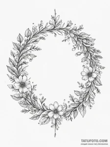 Tattoo design a delicate floral wreath surrou... - эскиз тату (№1754989956_0, 12.08.2025 09:12) — Tatufoto.com