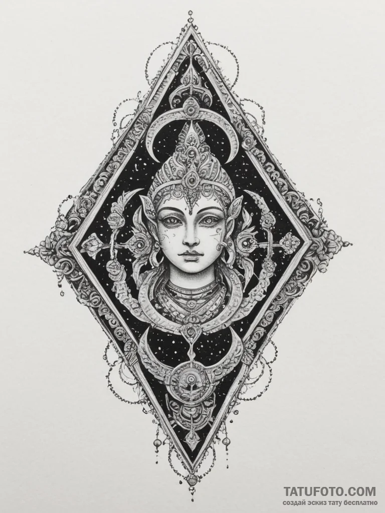 An ancient temple with neon holographic glyph... - эскиз тату (№1754990154_0, 12.08.2025 09:15) — Tatufoto.com
