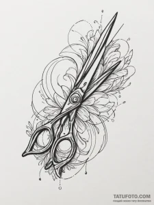 Scissors, ink illustration for tattoo, linewo... - эскиз тату (№1754991343_0, 12.08.2025 09:35) — Tatufoto.com