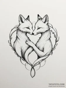 Tattoo design two foxes, their tails forming... - эскиз тату (№1754991538_0, 12.08.2025 09:38) — Tatufoto.com