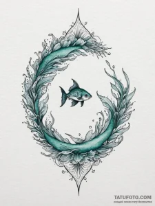 Tattoo design pisces fish, depicted in fluid... - эскиз тату (№1754991936_0, 12.08.2025 09:45) — Tatufoto.com