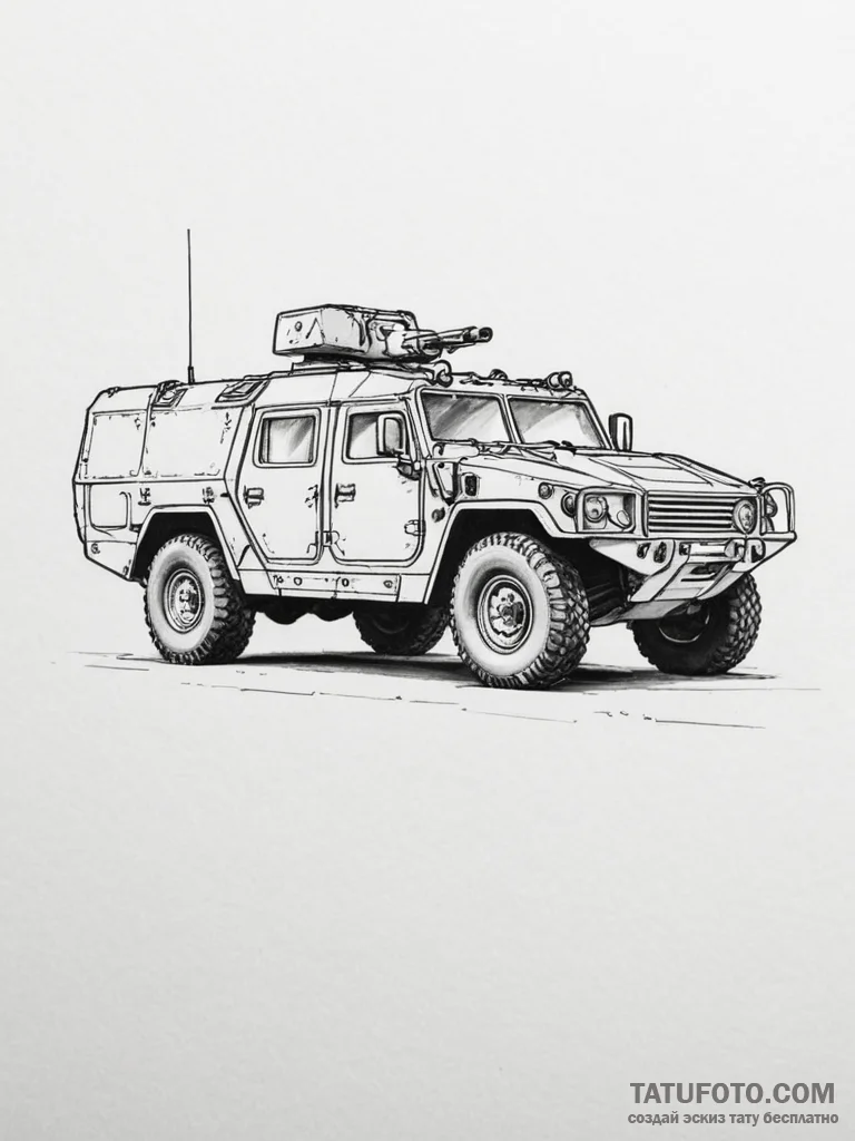 Tattoo design a generic military vehicle outl... - эскиз тату (№1754992134_0, 12.08.2025 09:48) — Tatufoto.com