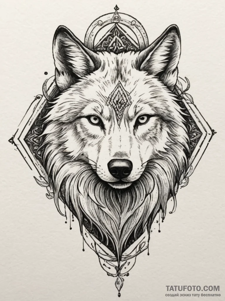 Tattoo design: a stylized wolf's head (veles'... - эскиз тату (№1754992330_0, 12.08.2025 09:52) — Tatufoto.com