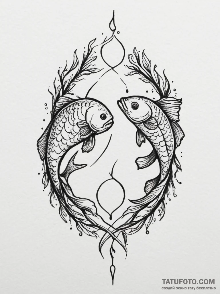 Tattoo design pisces's glyph, like two fish s... - эскиз тату (№1754992529_0, 12.08.2025 09:55) — Tatufoto.com