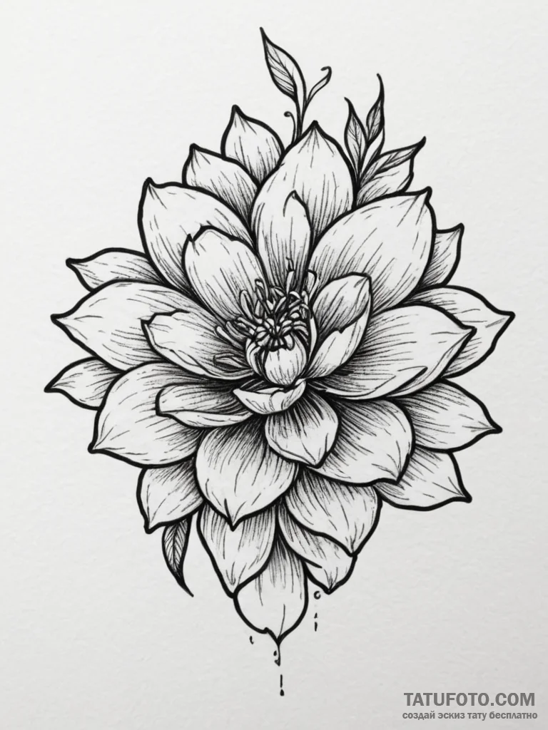 Tattoo sketch a flower blooming from a specif... - эскиз тату (№1754993900_0, 12.08.2025 10:18) — Tatufoto.com