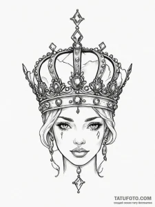 Tattoo design a crown with a birthstone incor... - эскиз тату (№1754994694_0, 12.08.2025 10:31) — Tatufoto.com