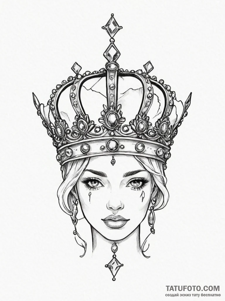 Tattoo design a crown with a birthstone incor... - эскиз тату (№1754994694_0, 12.08.2025 10:31) — Tatufoto.com