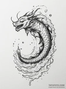 Astronaut floating in the ocean, tattoo line... - эскиз тату (№1754995287_0, 12.08.2025 10:41) — Tatufoto.com