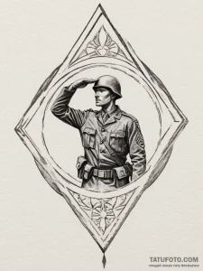 Tattoo sketch a silhouette of a soldier salut... - эскиз тату (№1754996100_0, 12.08.2025 10:55) — Tatufoto.com